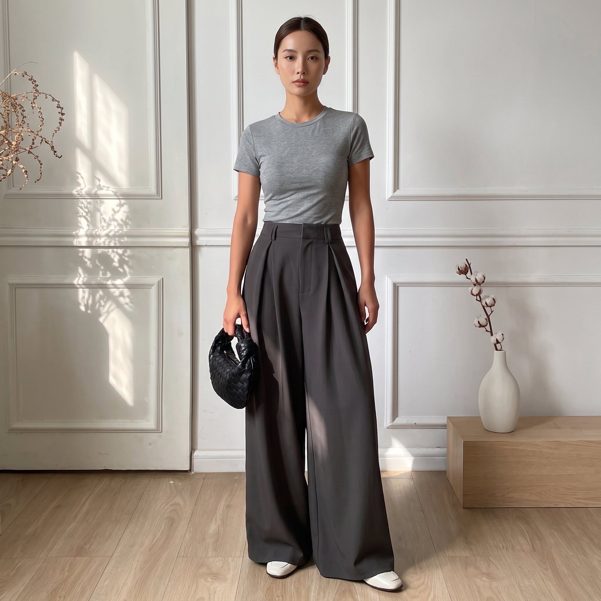 Wool Blend Suit Trousers 