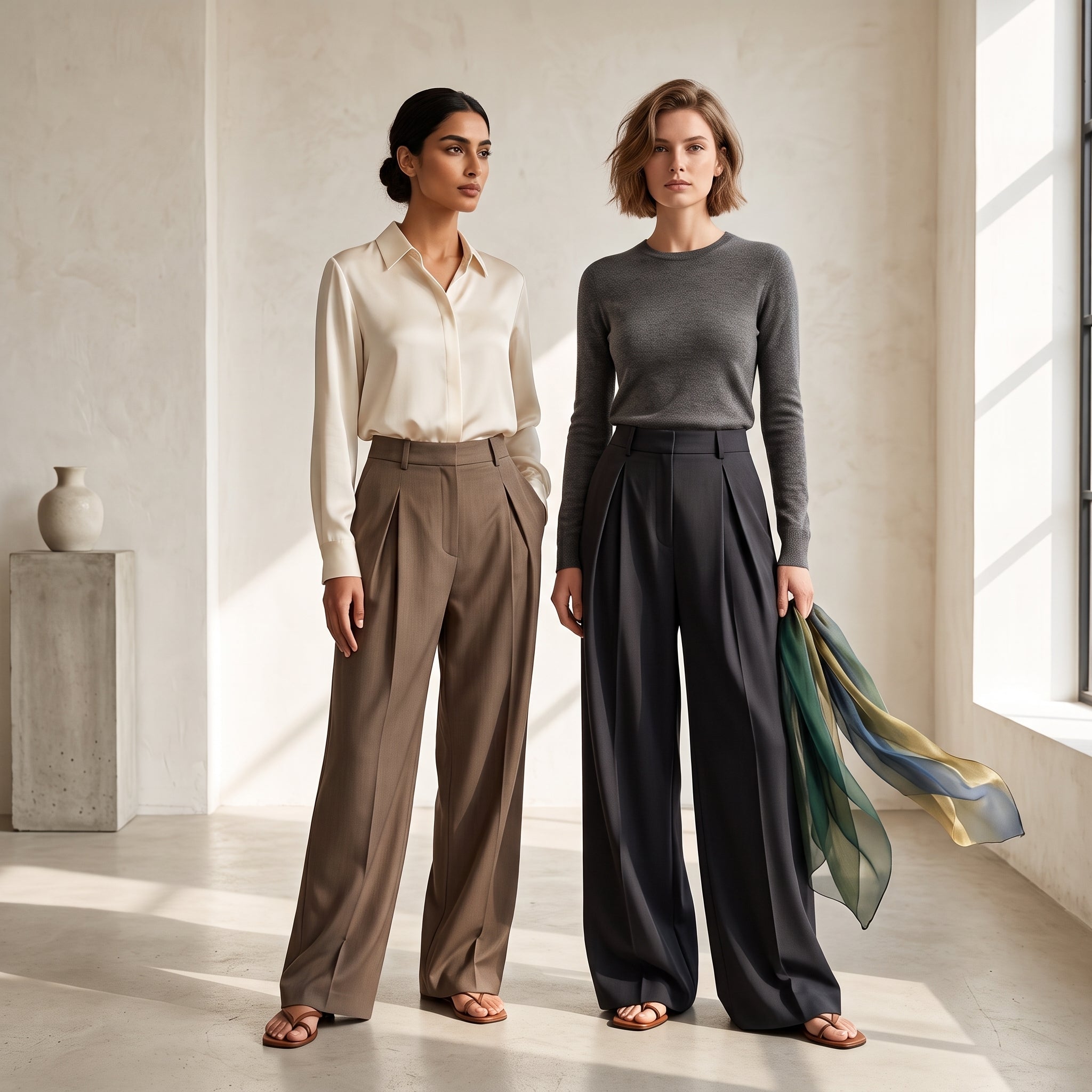 Wool Blend Suit Trousers 