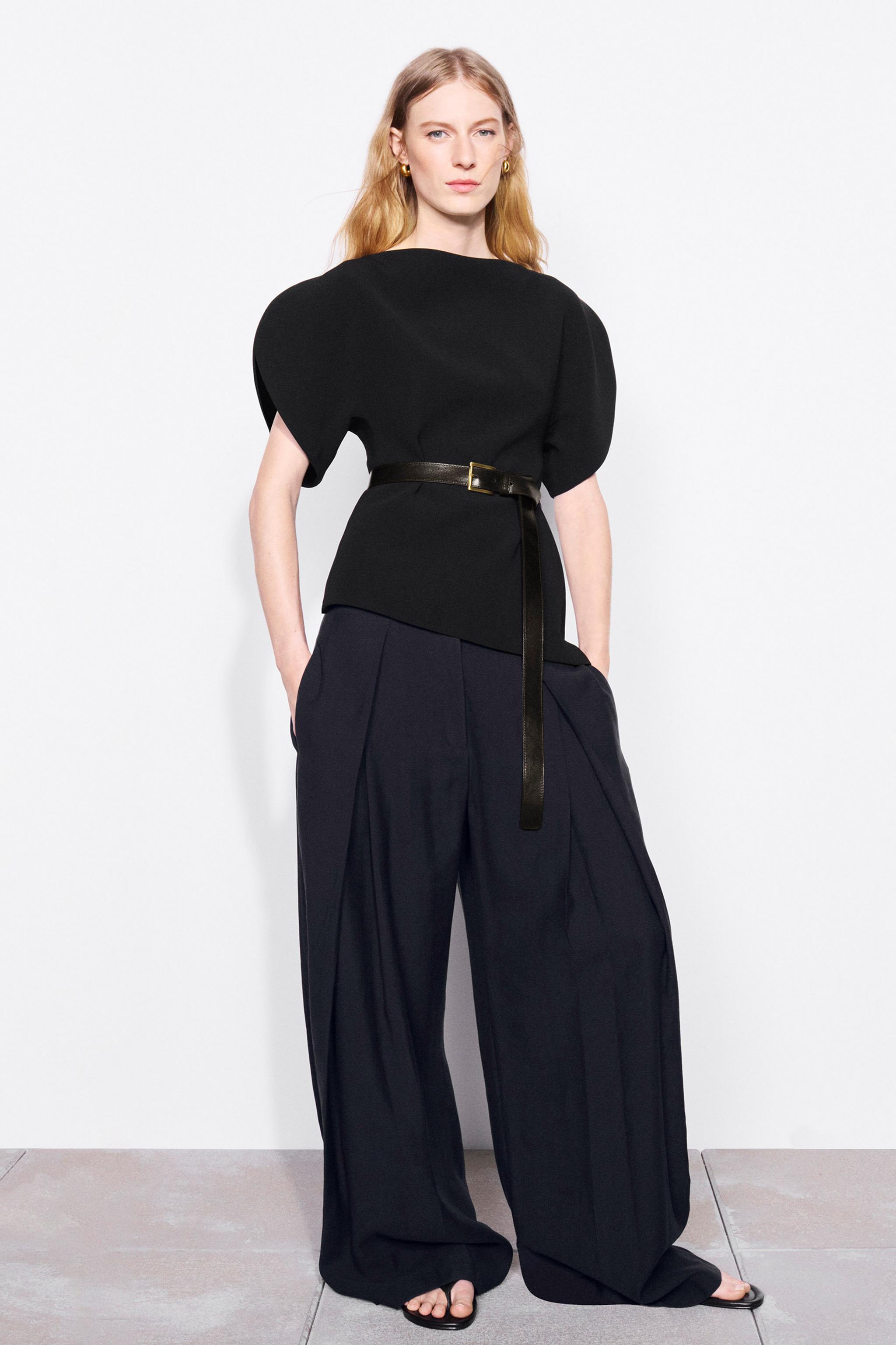 Wide-Leg Pleated Trousers