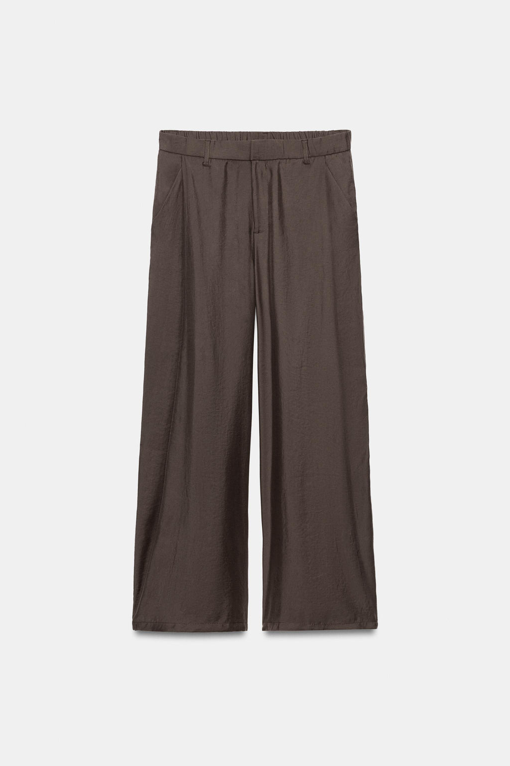 Pleated Flowing Trousers – Dark Brown