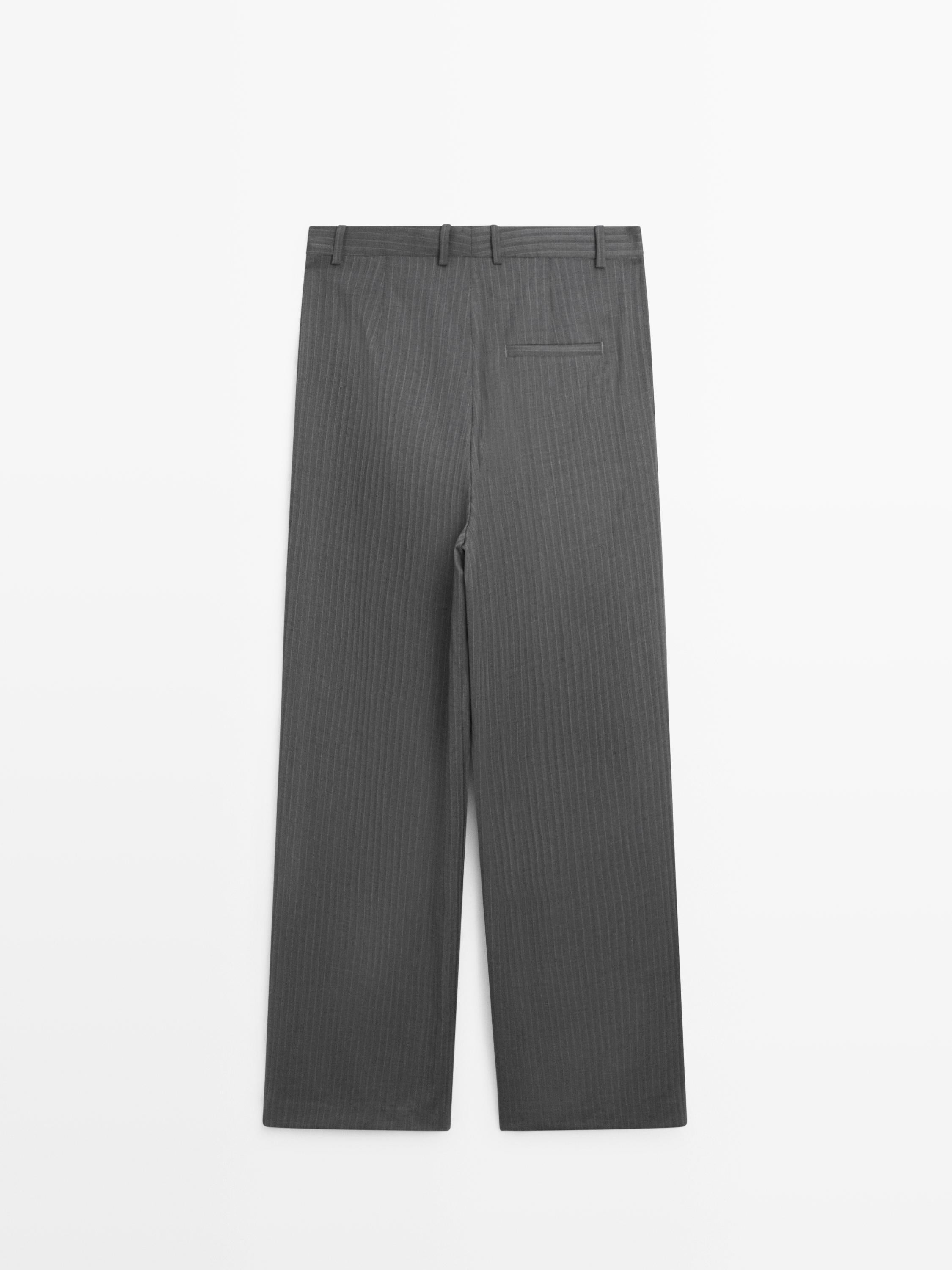 Pinstripe Wool Blend Suit Trousers