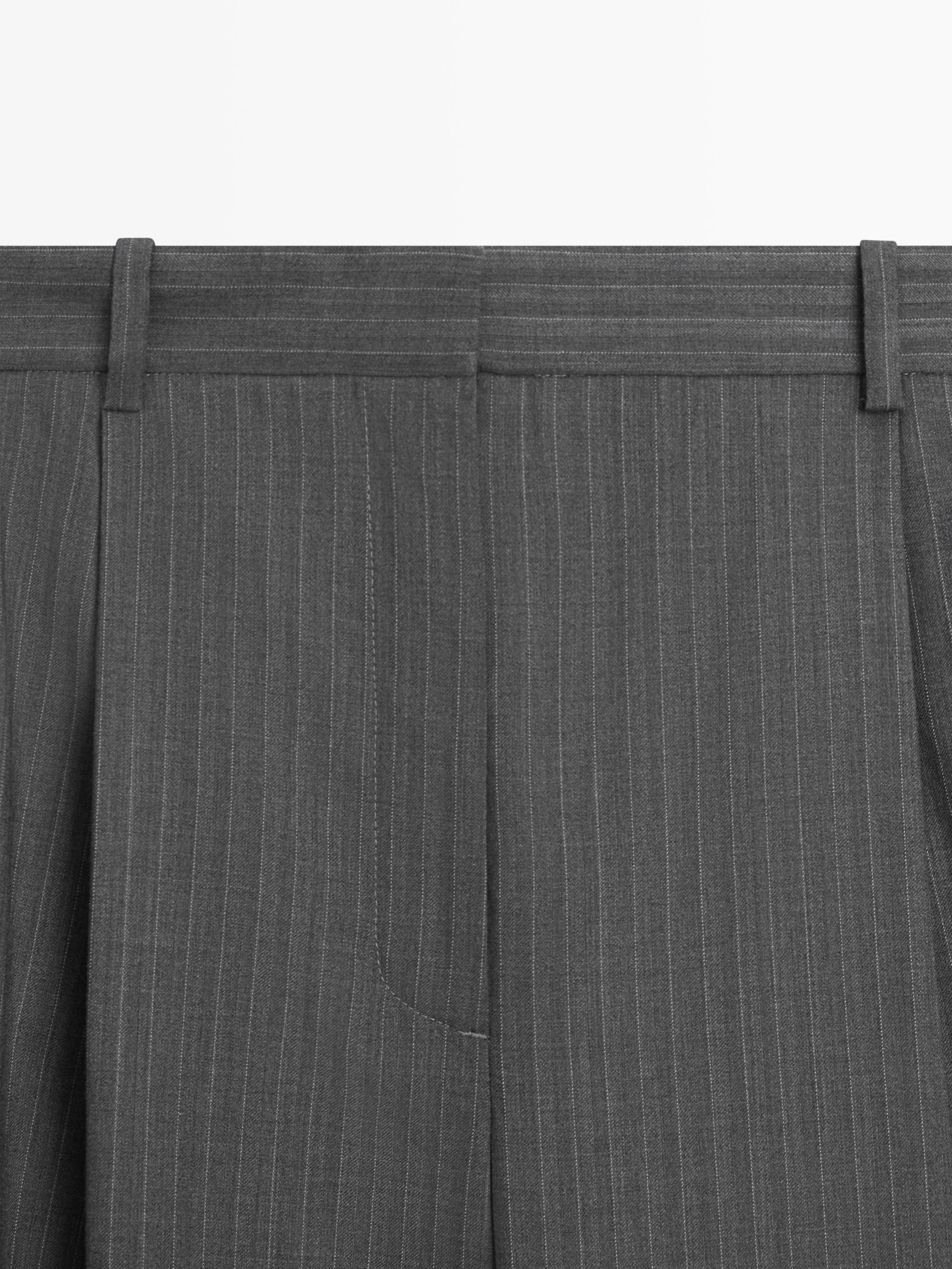 Pinstripe Wool Blend Suit Trousers