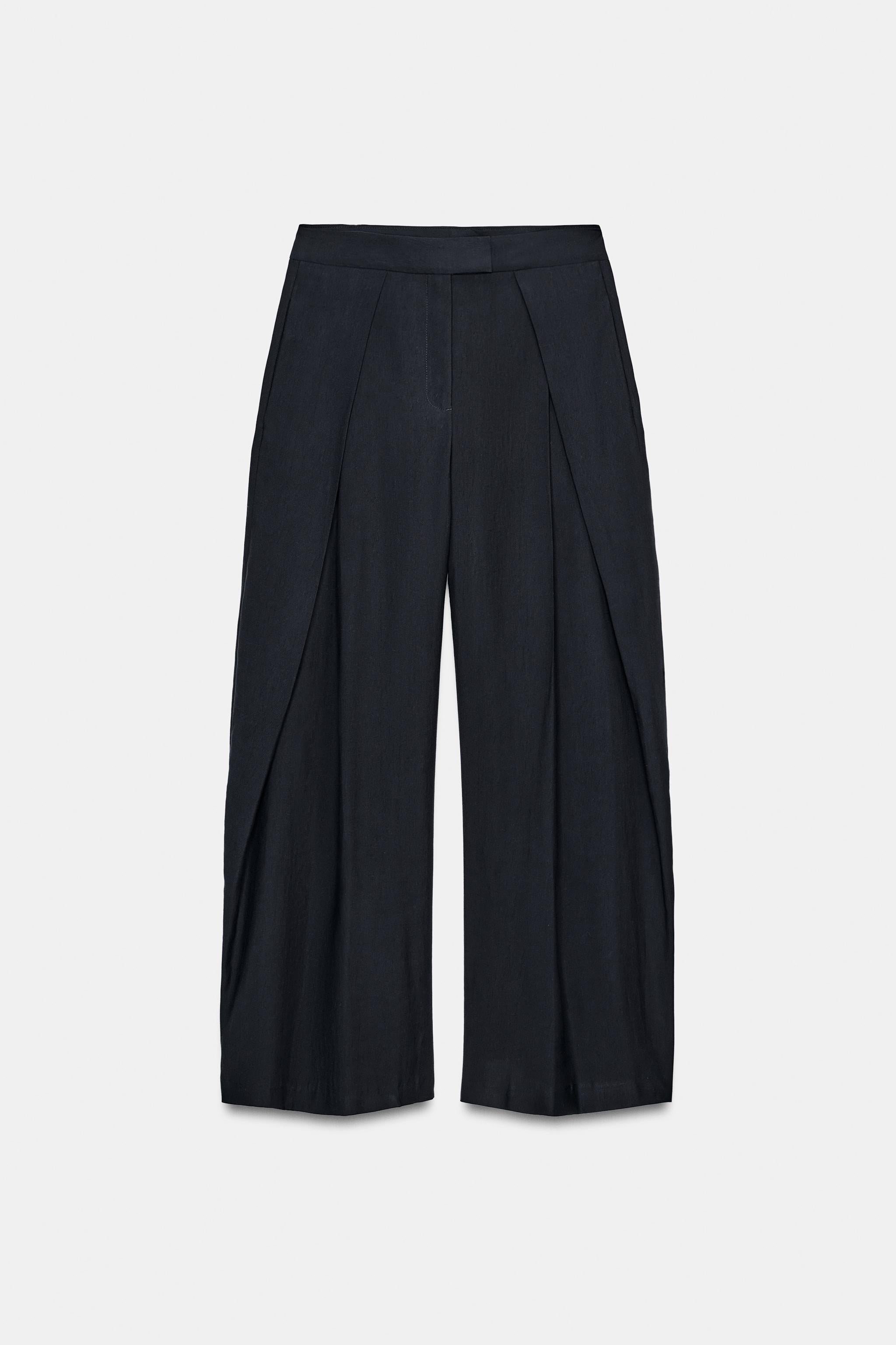 Wide-Leg Pleated Trousers