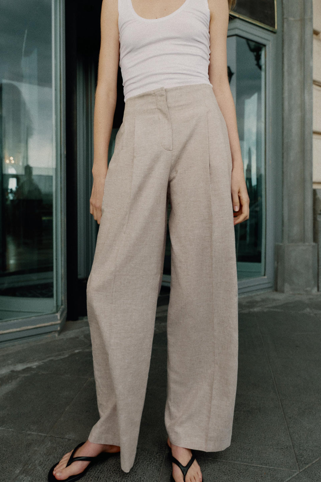 Straight-Leg Linen Blend Trousers