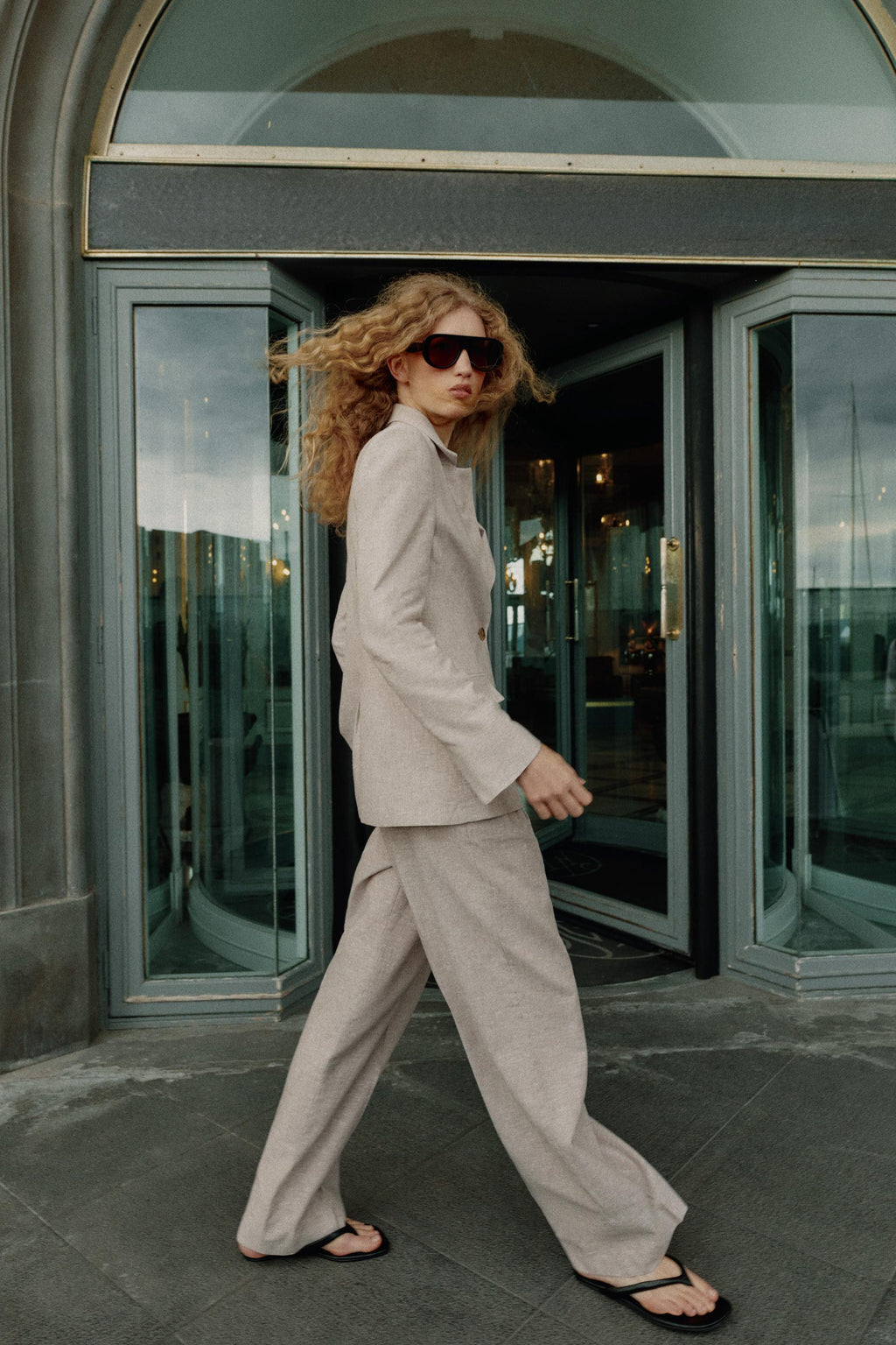 Straight-Leg Linen Blend Trousers