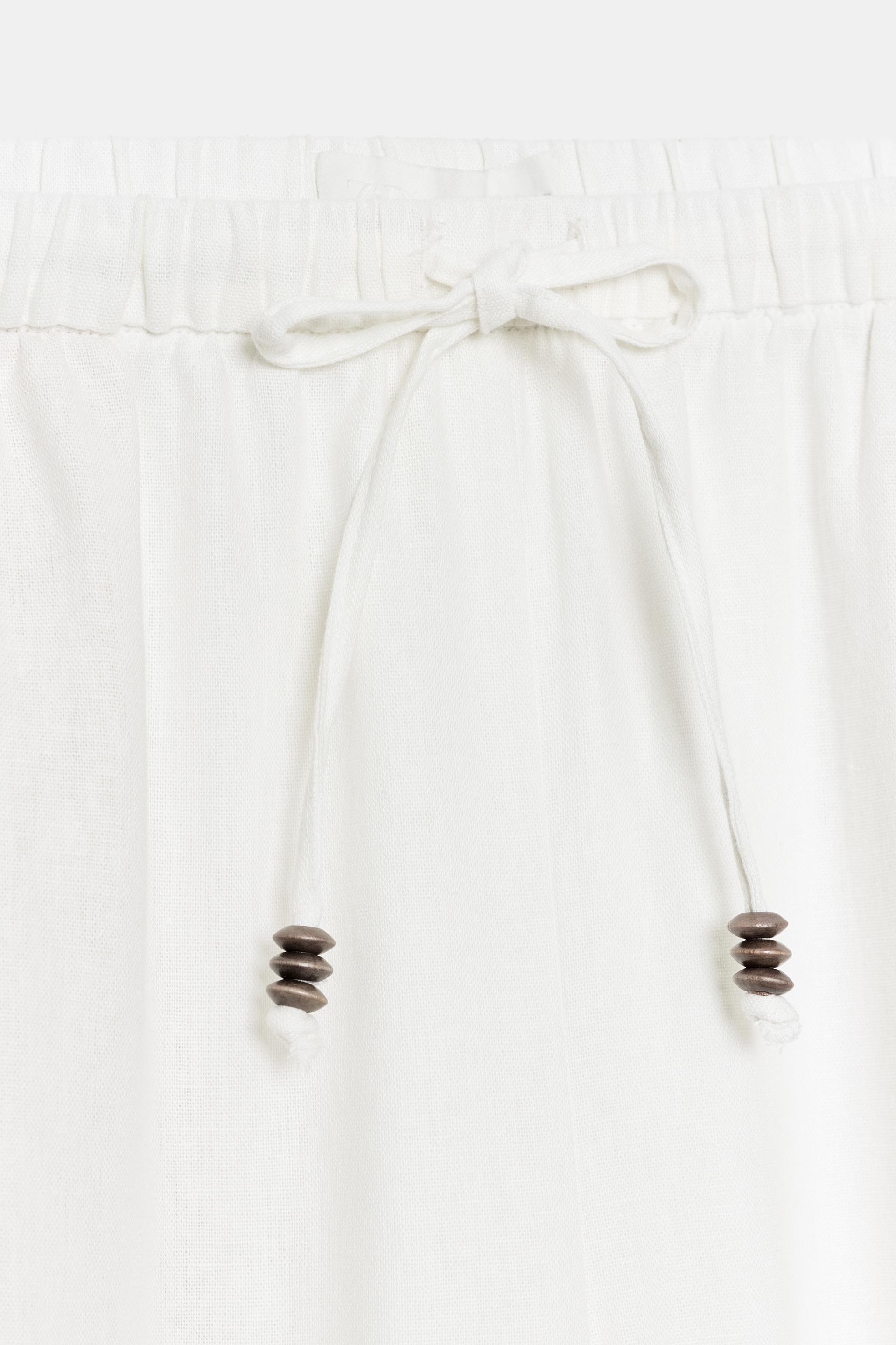 Straight Linen Blend Trousers White