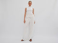Straight Linen Blend Trousers White