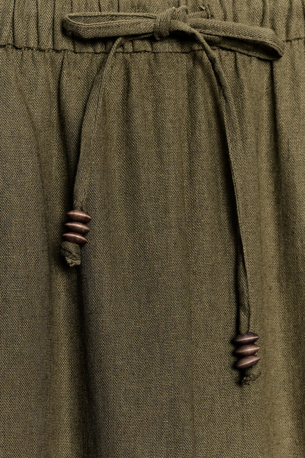Straight Linen Blend Trousers Khaki