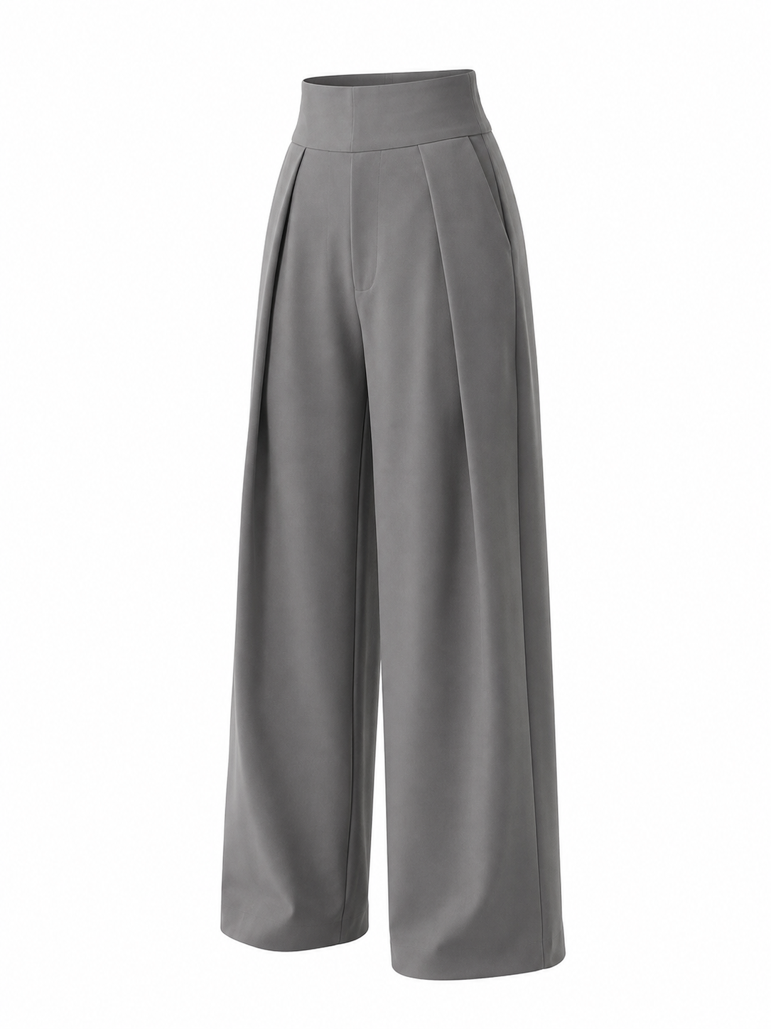 Cool Gray Balloon Wide-Leg Trousers