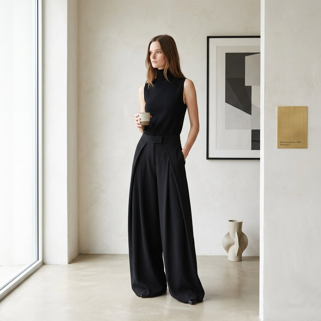 Women's Mocha Wide-Leg Trousers | WIDELEG EGYPT