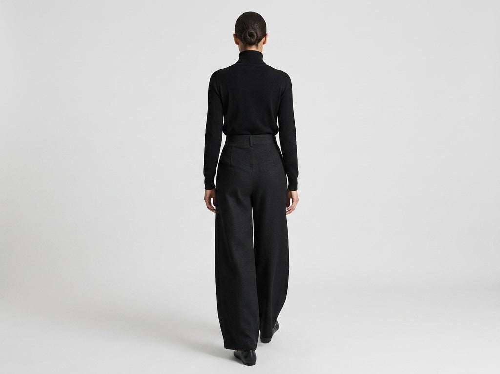 Vintage Jacquard Wide-Leg Trousers