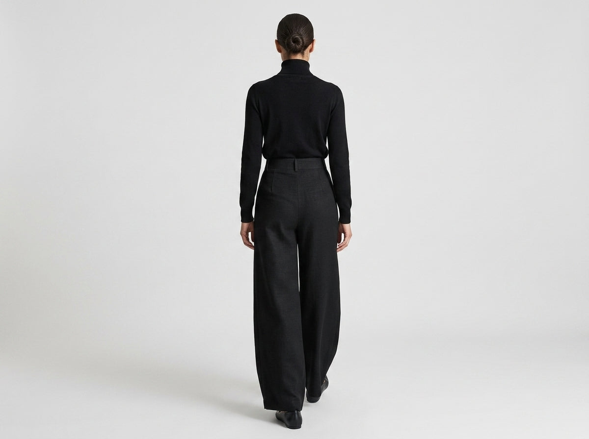 Vintage Jacquard Wide-Leg Trousers