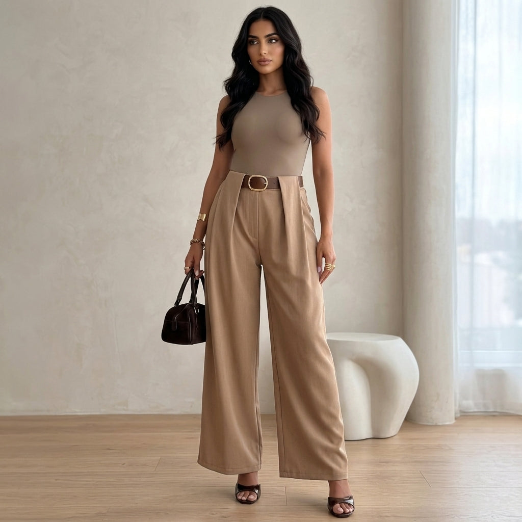 High-Waisted Wide-Leg Pants – Mocha