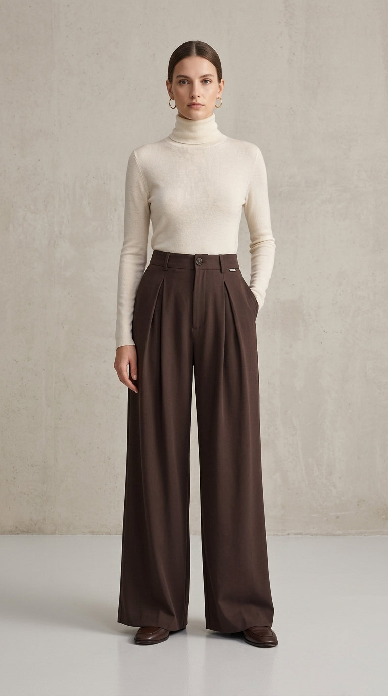 Vintage Jacquard Wide-Leg Trousers