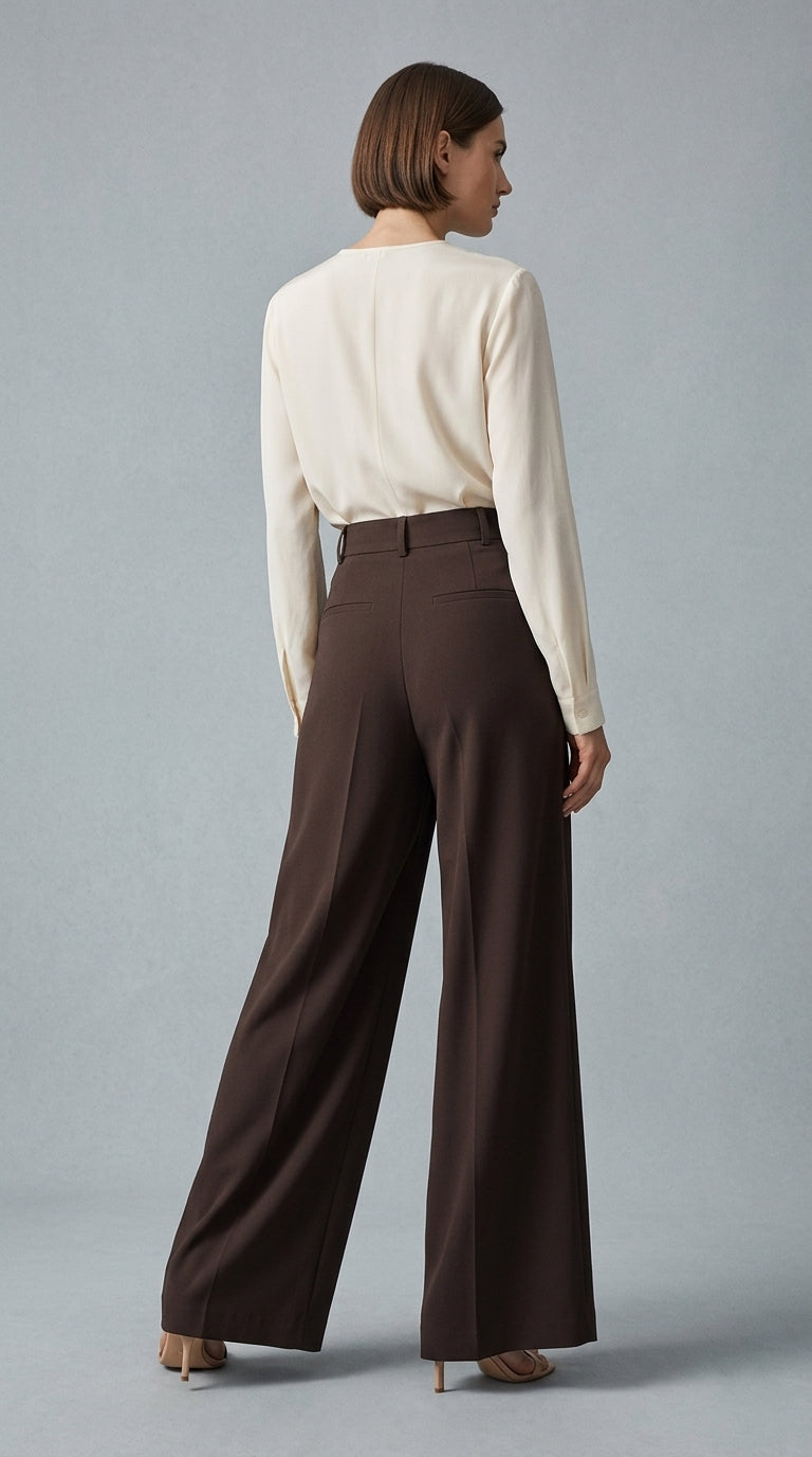 Vintage Jacquard Wide-Leg Trousers