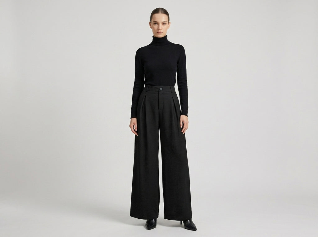 Vintage Jacquard Wide-Leg Trousers