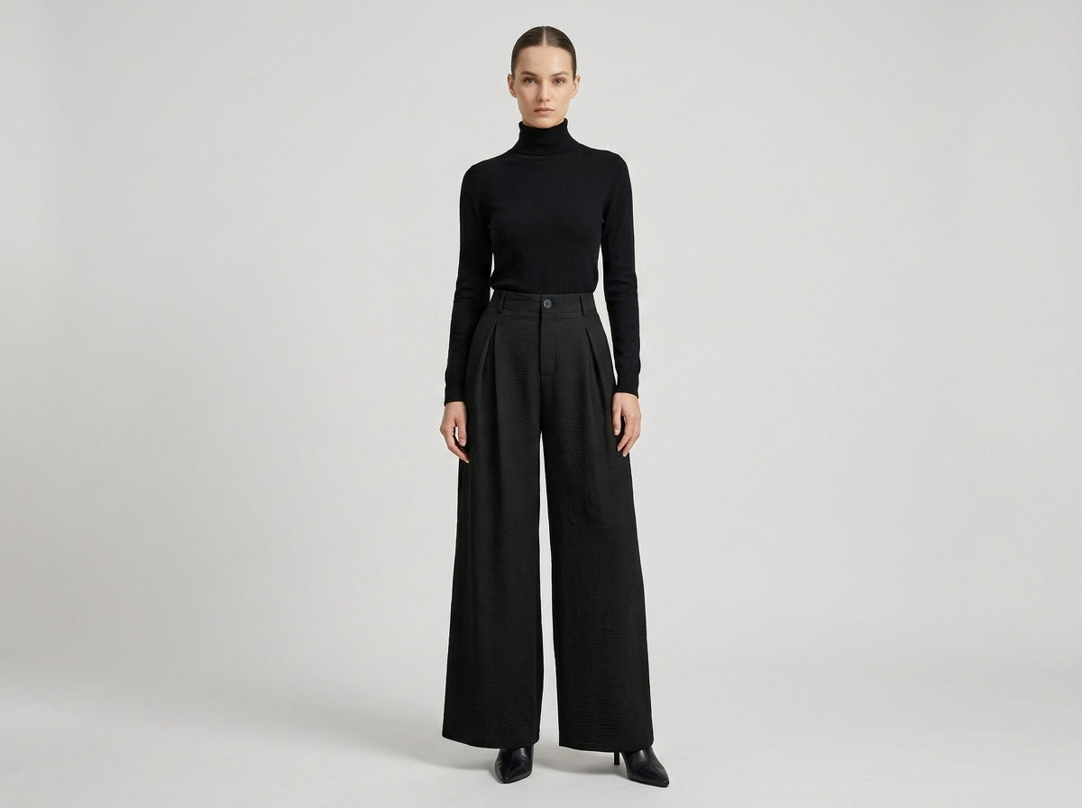 Vintage Jacquard Wide-Leg Trousers