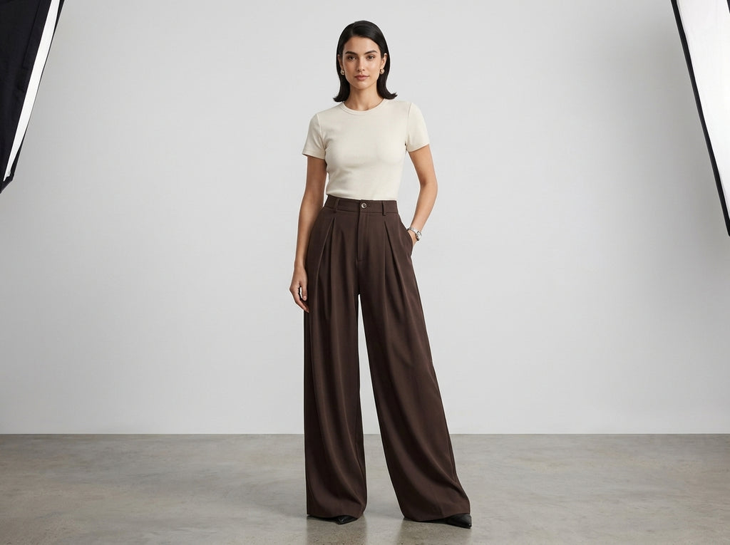 Vintage Jacquard Wide-Leg Trousers