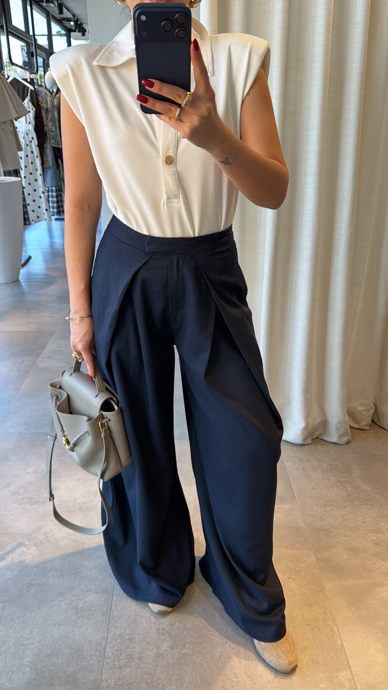 Pleated Wide-Leg Tailored Trousers